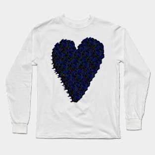 Blue Rose Heart Long Sleeve T-Shirt